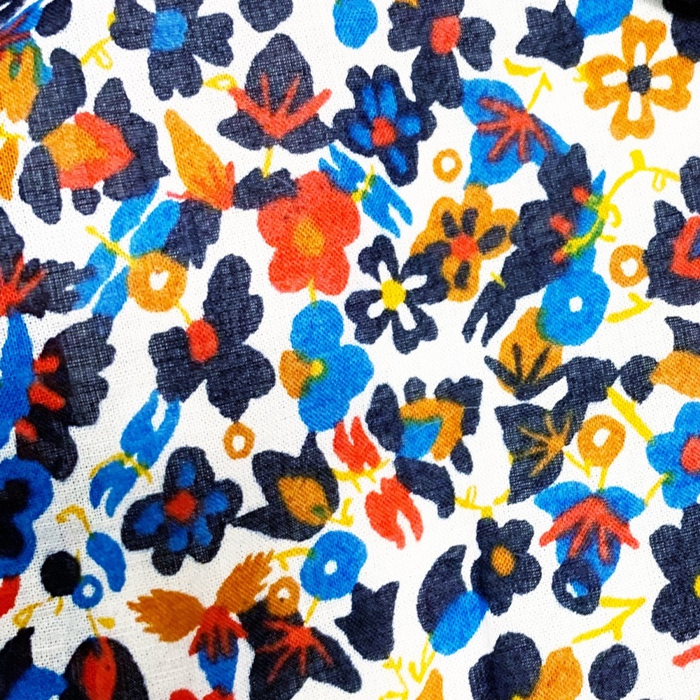 Tory Burch Wildflower Floral Tiered Off shoulder Smoked Navy piping Midi Dress S - Picture 16 of 17